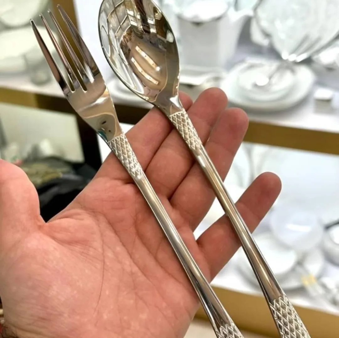 سرویس قاشق چنگال۱۲۰ پارچه دهنه اروپایی یونیک آناناسی