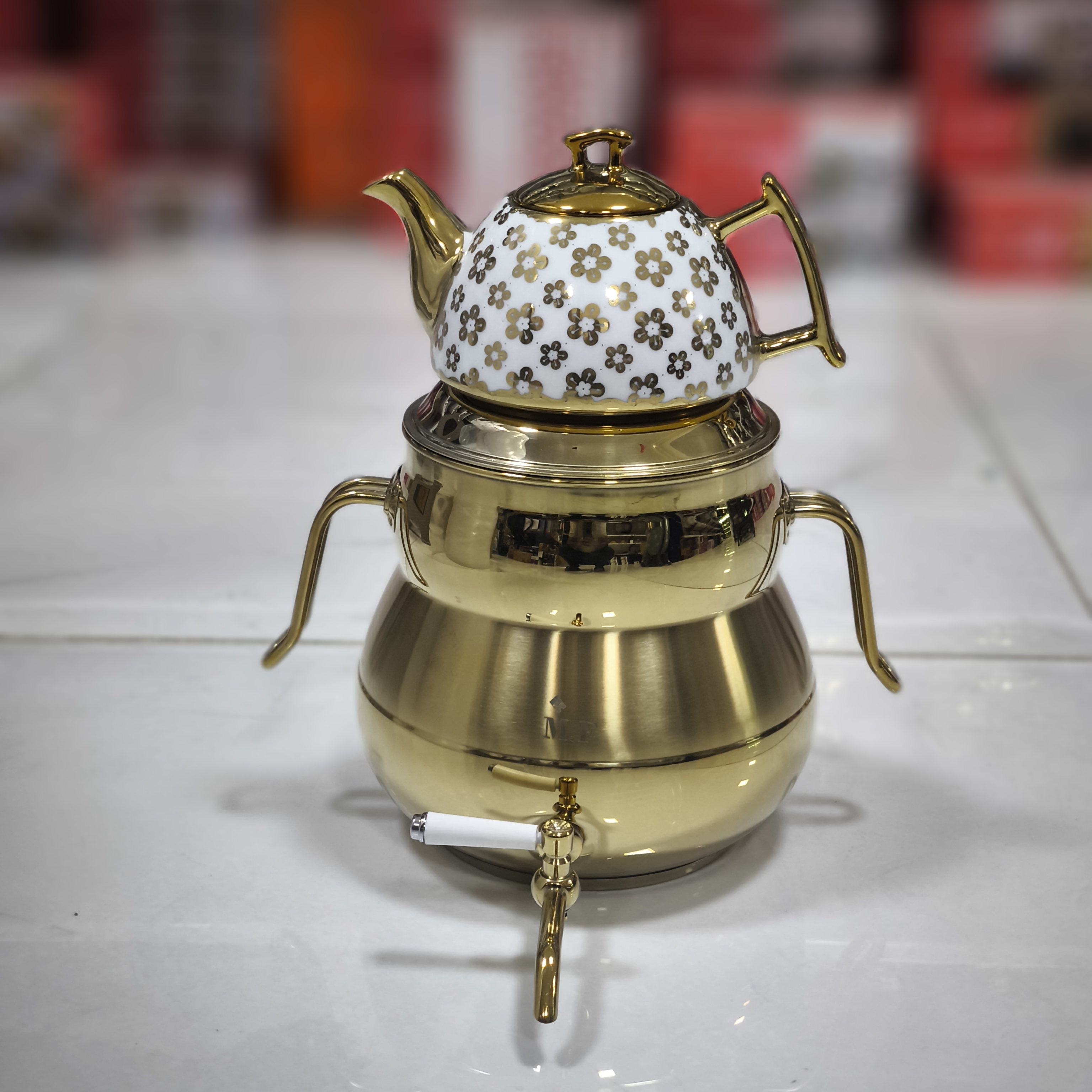 ست کتری و قوری (روگازی) استیل طلایی