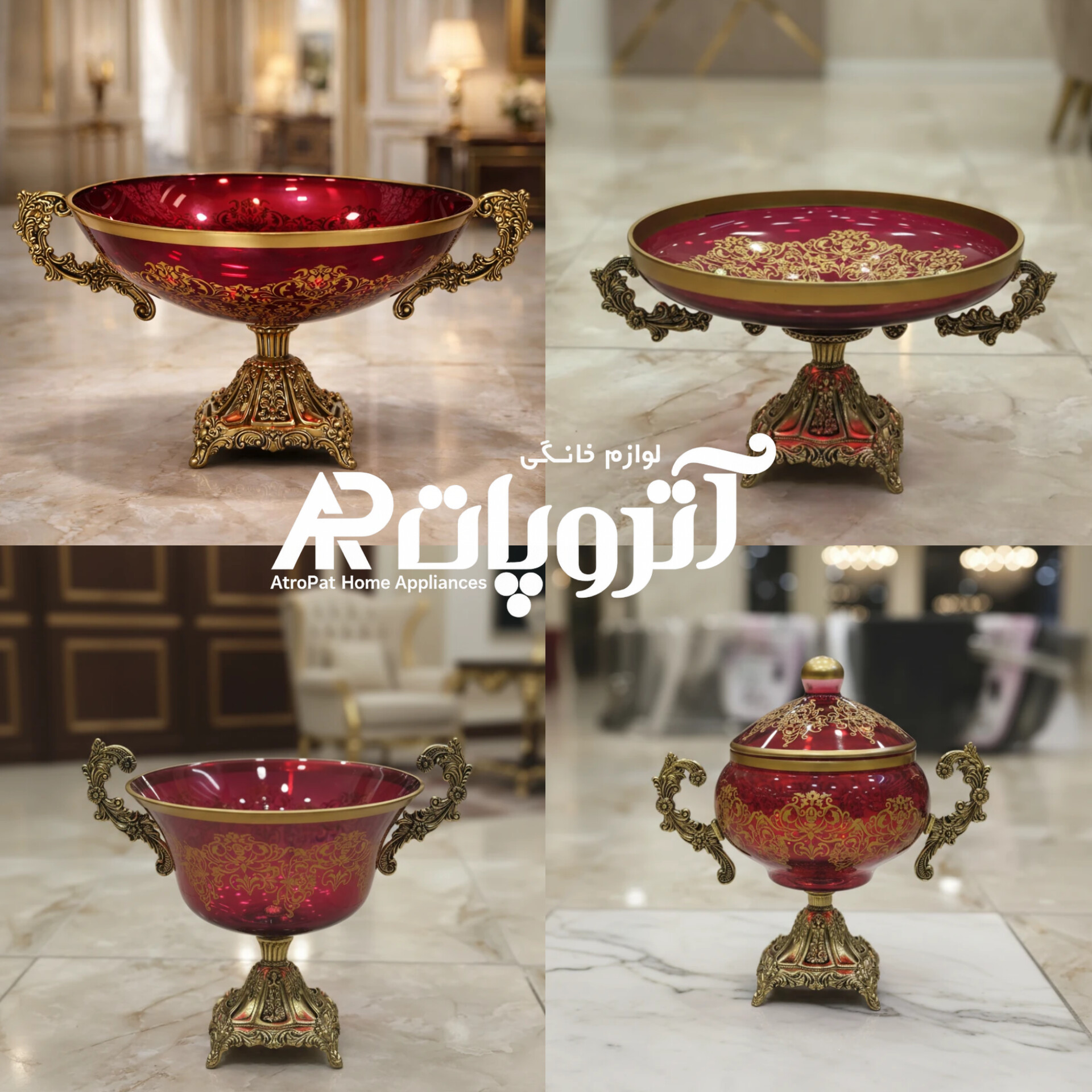 سرویس پذیرایی شیشه ای قرمز رنگ پرنسا