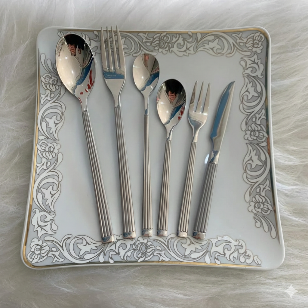 سرویس قاشق چنگال۱۲۰ پارچه دهنه اروپایی یونیک